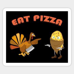 Turkey Eat Pizza Funny Thanksgiving Sticker